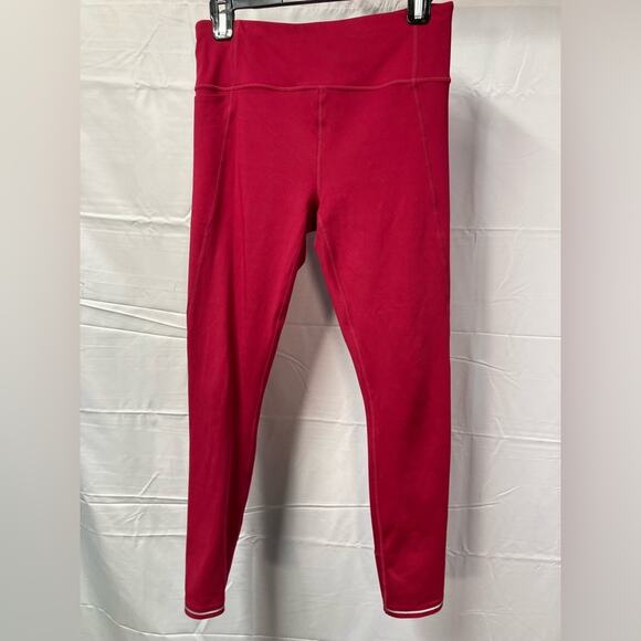 Athleta Run Free 7/8 Leggings waist zip pocket red womens size small - Picture 2 of 14